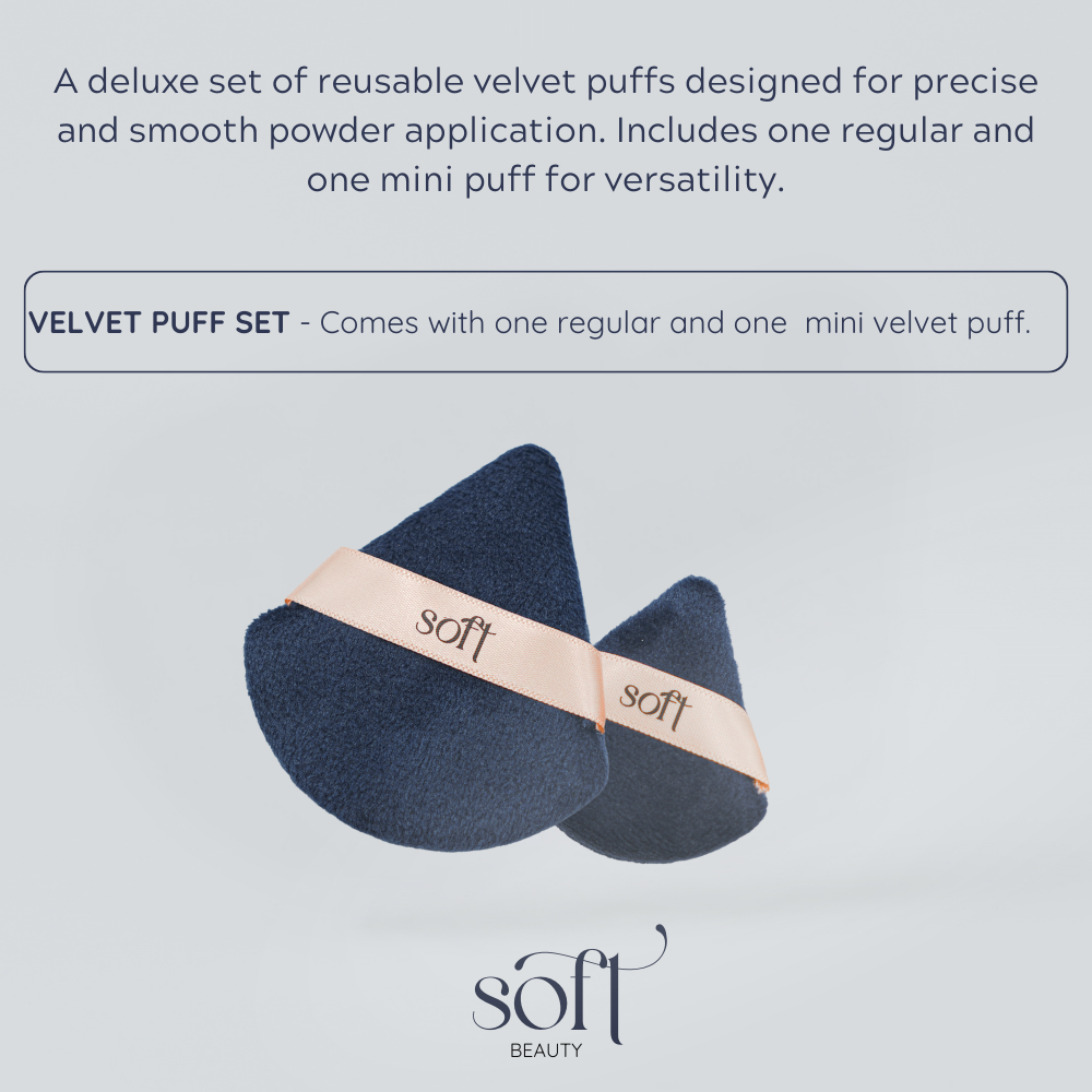 SOFT Beauty Velvet Puff Set - Reusable Small and Regular-Sized Velvety Makeup Puff