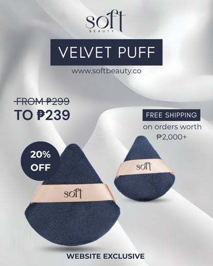 SOFT Beauty Velvet Puff Set - Reusable Small and Regular-Sized Velvety Makeup Puff
