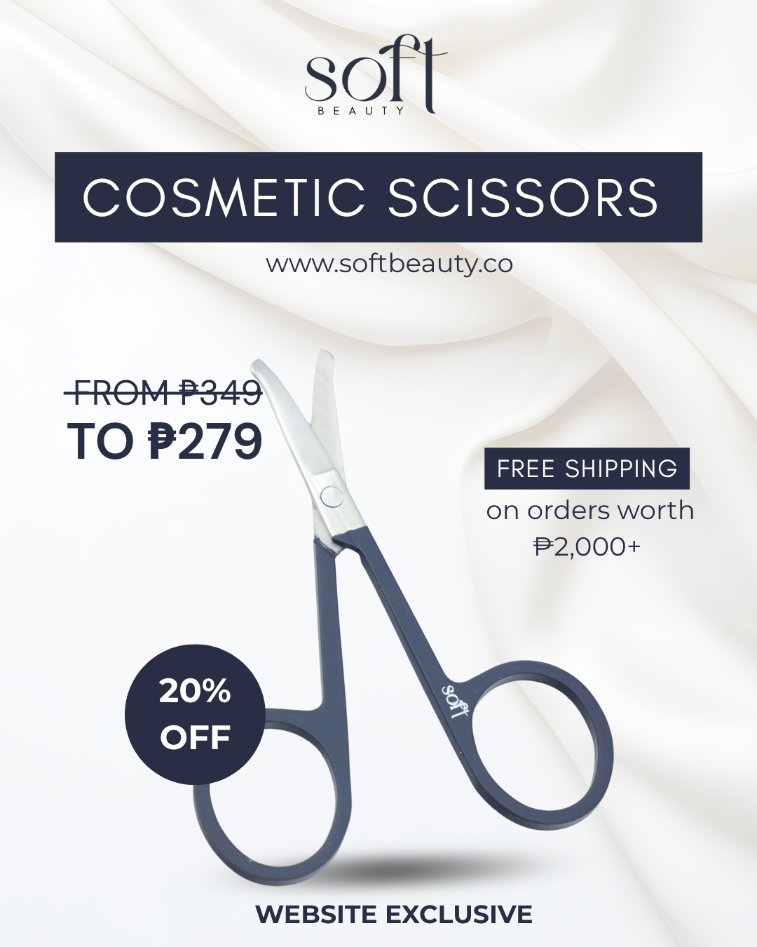 Soft Beauty PH Precision Lash & Brow Scissors – Stainless Steel Trimming Tool