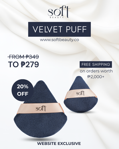 SOFT Beauty Velvet Puff Set - Reusable Small and Regular-Sized Velvety Makeup Puff