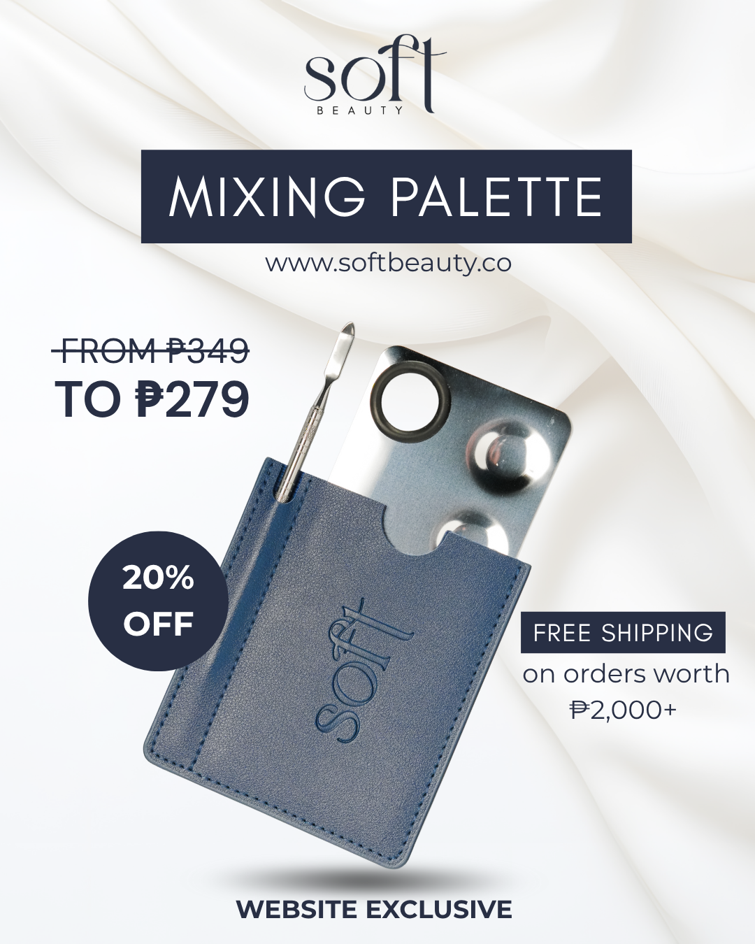 SOFT Custom Makeup Mixing Tool – Palette + Dual Spatula + Leather Case