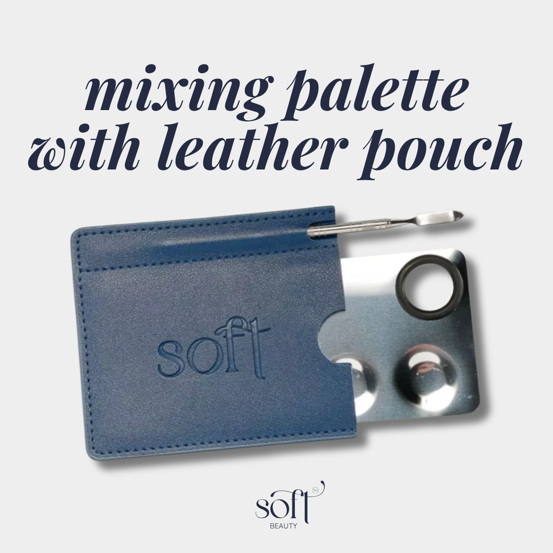 SOFT Custom Makeup Mixing Tool – Palette + Dual Spatula + Leather Case