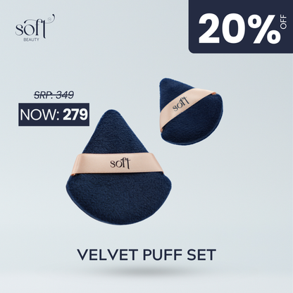 SOFT Beauty Velvet Puff Set - Reusable Small and Regular-Sized Velvety Makeup Puff