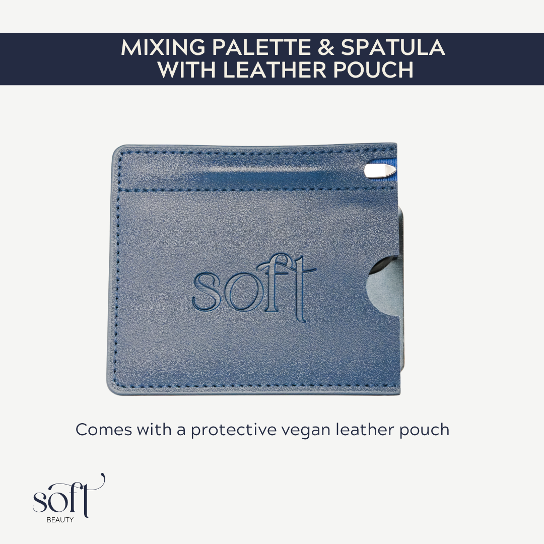SOFT Custom Makeup Mixing Tool – Palette + Dual Spatula + Leather Case