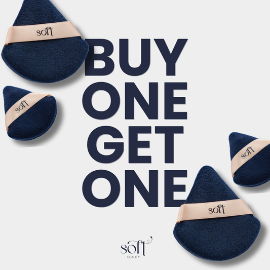 (Buy 1 Get 1)  Velvet Puff Set - Reusable Small and Regular-Sized Velvety Makeup Puff